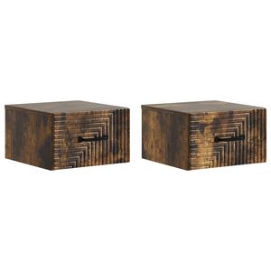 vidaXL Mesita de Noche de Pared 2 pcs Roble Ahumado 34,5 x 33 x 20 cm