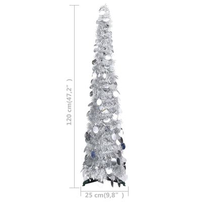 vidaXL Árbol de Navidad artificial emergente PET plateado 120 cm