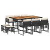 vidaXL Set de comedor jard&iacute;n 11 pzas con cojines rat&aacute;n sint&eacute;tico negro