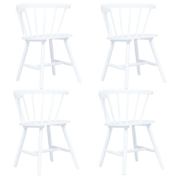 vidaXL Sillas de comedor 4 unidades madera maciza de caucho blanco