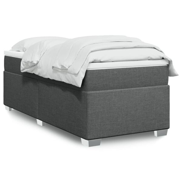vidaXL Cama box spring con colch&oacute;n tela gris oscuro 90x190 cm