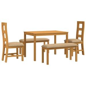 vidaXL Conjunto de comedor 5 uds. Beige Madera de Roble S&oacute;lido