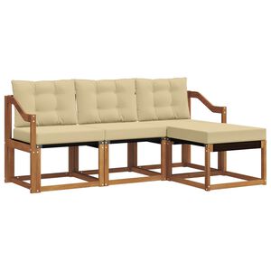 vidaXL Conjunto de sof&aacute;s de exterior 4 uds. Natural y Beige