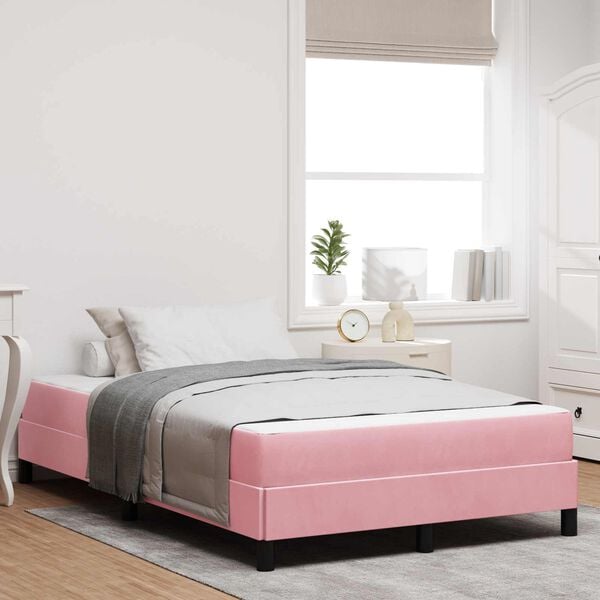 vidaXL Cama tipo Box Spring con colch&oacute;n Rosa 120 x 190 cm tela