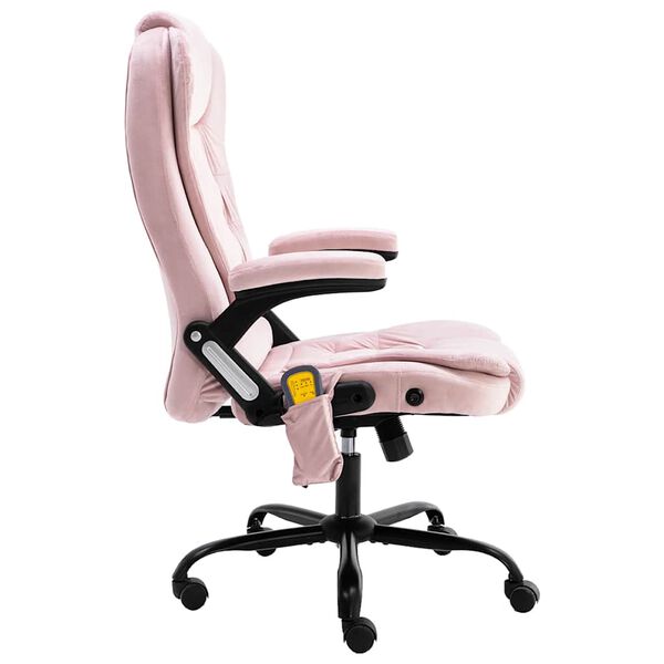 vidaXL Sill&oacute;n de oficina de masaje terciopelo rosa