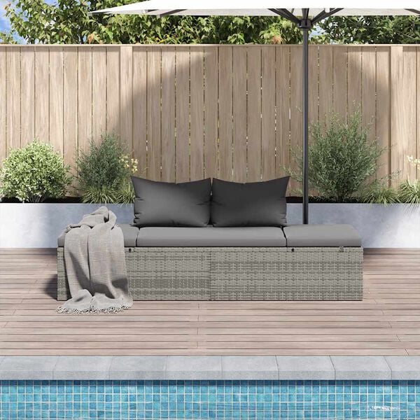 vidaXL Cama de jardín 195x60 cm ratán sintético gris