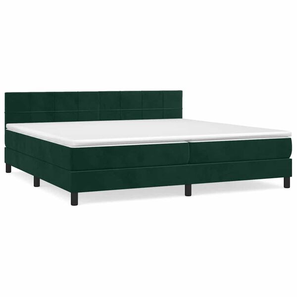 vidaXL Cama box spring con colch&oacute;n terciopelo verde oscuro 200x200 cm