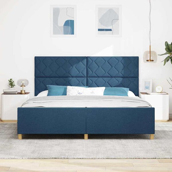 vidaXL Estructura de cama con cabecera Azul 200 x 200 cm tela