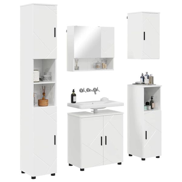 vidaXL Juego de muebles de ba&ntilde;o Montaje en la pared 5 pcs brillante