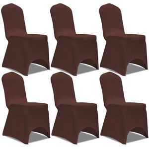 vidaXL Funda de silla el&aacute;stica 6 unidades marr&oacute;n