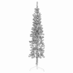 vidaXL Medio &aacute;rbol de Navidad artificial con soporte plateado 150 cm