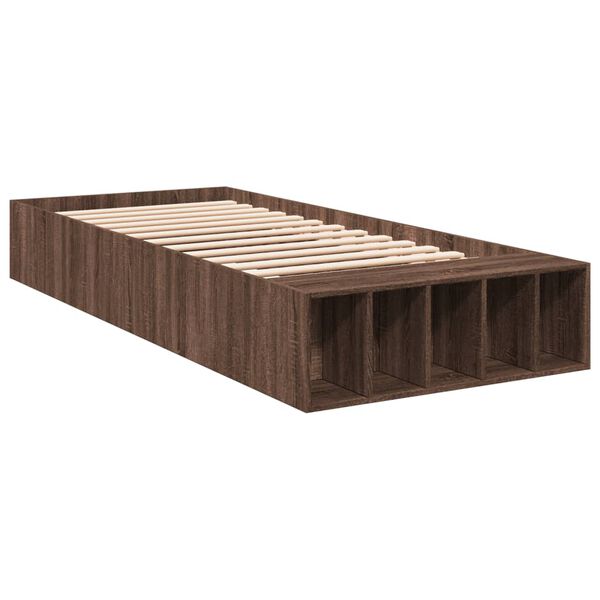 vidaXL Estructura de cama madera de ingenier&iacute;a roble marr&oacute;n 90x200 cm
