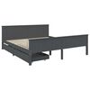 vidaXL Estructura de cama 2 cajones madera pino gris oscuro 180x200 cm