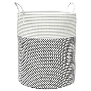 vidaXL Cesta de almacenaje algod&oacute;n gris y blanco &Oslash;38x46 cm