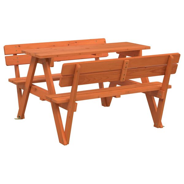 vidaXL Mesa de picnic para 4 ni&ntilde;os agujero para sombrilla madera abeto