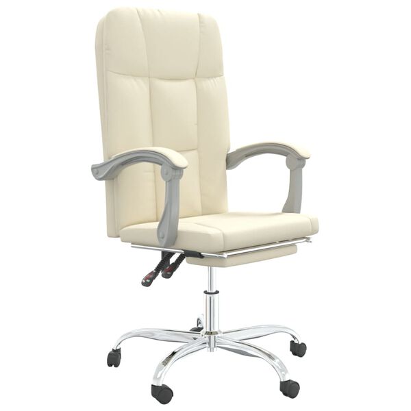 vidaXL Silla de oficina reclinable cuero sint&eacute;tico crema