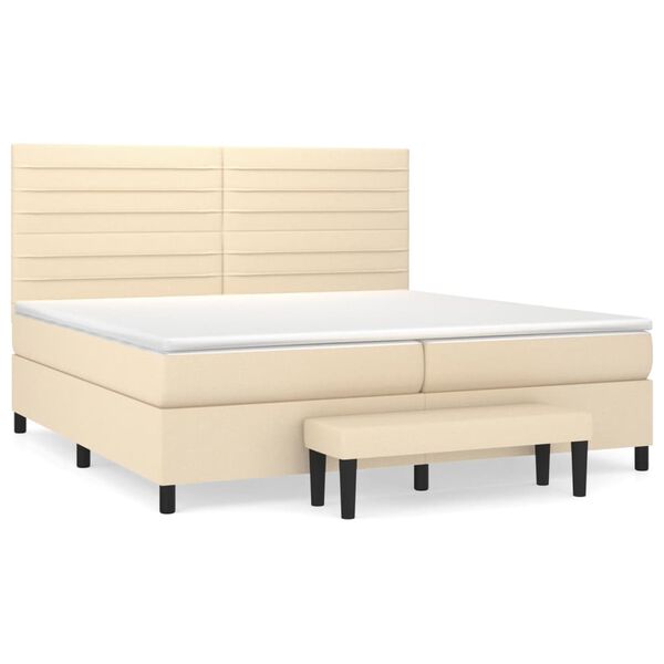 vidaXL Cama box spring con colch&oacute;n tela color crema 200x200 cm