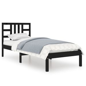 vidaXL Estructura de cama madera maciza individual negra 75x190 cm