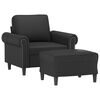 vidaXL Sillón con taburete cuero sintético negro 60 cm