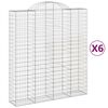 vidaXL Cestas de gaviones 6 uds forma de arco hierro 200x50x220/240 cm