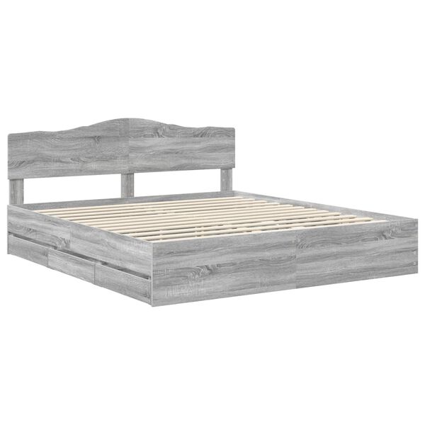 vidaXL Estructura de cama Gris Sonoma 200 x 200 cm Madera Ingenieril
