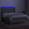 vidaXL Cama box spring colch&oacute;n y luces LED tela gris claro 140x190 cm