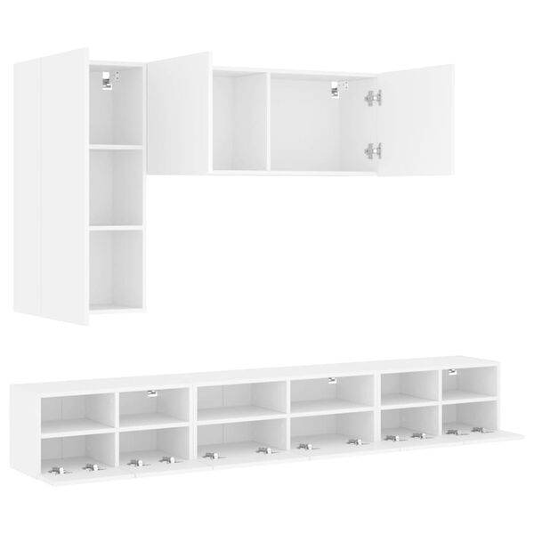 vidaXL Muebles de TV de pared 5 piezas madera de ingenier&iacute;a blanco