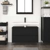 vidaXL Mueble de ba&ntilde;o con lavabo y cajones roble negro 90x34,5x60 cm