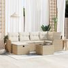 vidaXL Conjunto de sof&aacute; de jard&iacute;n Manual 7 pcs beige y crema Polirat&aacute;n