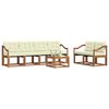 vidaXL Conjunto de sof&aacute;s de exterior con coj&iacute;n 7 pcs Natural y Crema