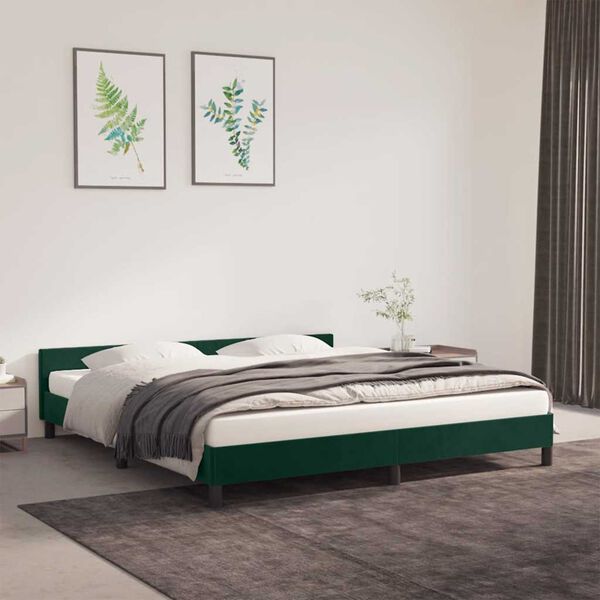 vidaXL Estructura cama sin colch&oacute;n terciopelo verde oscuro 180x200 cm