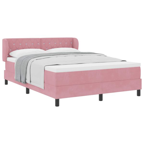 vidaXL Cama tipo Box Spring con colch&oacute;n Rosa 140 x 200 cm Terciopelo