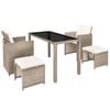 vidaXL Set comedor de jard&iacute;n 5 piezas y cojines rat&aacute;n sint&eacute;tico beige