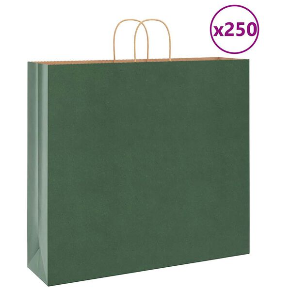 vidaXL Bolsas de papel con asas 250 uds verde 54x15x49 cm