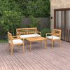 vidaXL Set de muebles de jard&iacute;n 4 pzas y cojines madera maciza de teca