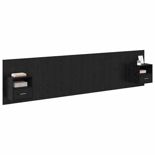 vidaXL Cabecero con Mueble 3 pcs Roble Negro Madera de ingenier&iacute;a