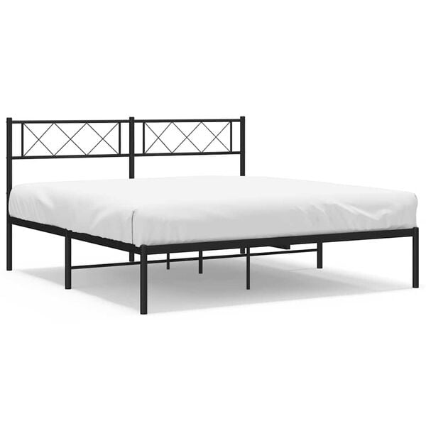 vidaXL Estructura cama sin colch&oacute;n con cabecero metal negro 160x200 cm
