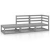 vidaXL Muebles de jard&iacute;n 3 piezas gris madera maciza de pino
