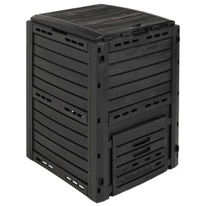 vidaXL Compostador de jard&iacute;n Negro 59,5 x 60 x 81,5 cm 280 l 100% PP