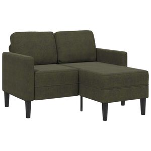 vidaXL Sof&aacute; de 2 plazas con chaise longue en forma de L, color verde militar, 125 cm, piel sint&eacute;tica