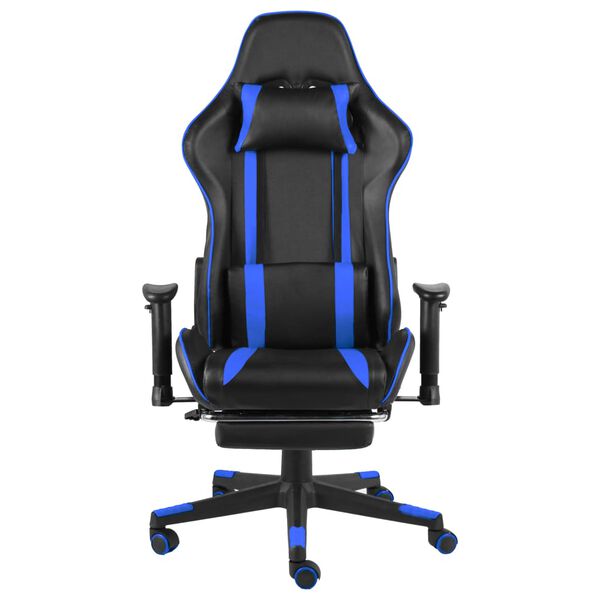 vidaXL Silla gaming giratoria con reposapi&eacute;s PVC azul