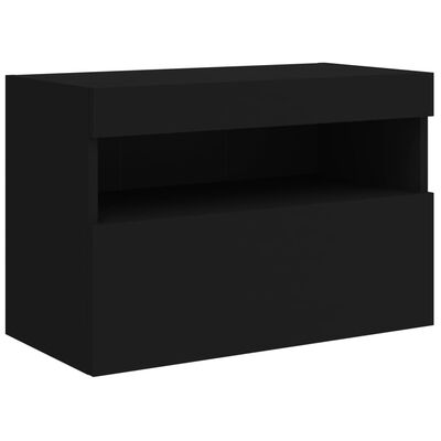 vidaXL Mueble de TV de pared con luces LED negro 60x30x40 cm
