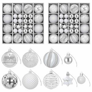vidaXL Juego de bolas navide&ntilde;as 88 uds. Plateado Di&aacute;m. 6 cm Pl&aacute;stico