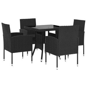vidaXL Juego de comedor para jard&iacute;n 5 piezas rat&aacute;n sint&eacute;tico negro