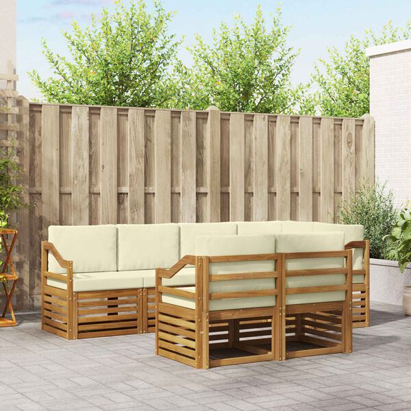 vidaXL Conjunto de Sof&aacute; Seccional con coj&iacute;n 7 pcs Natural y Crema