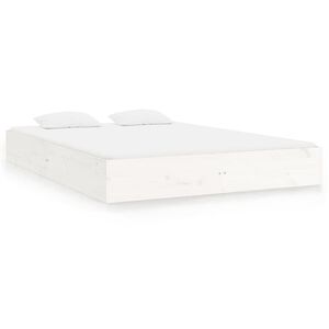 vidaXL Estructura de cama sin colch&oacute;n madera maciza blanco 180x200 cm