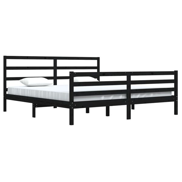 vidaXL Estructura de cama sin colch&oacute;n madera de pino negro 200x200 cm