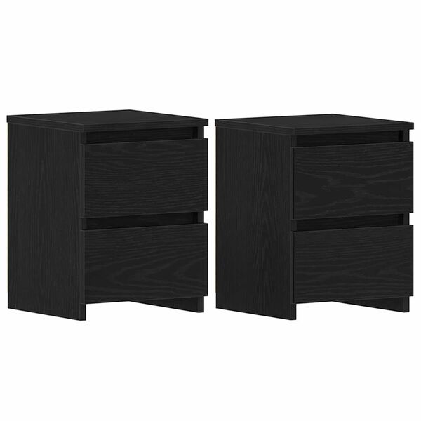 vidaXL Armario de Noche con caj&oacute;n 2 pcs Roble Negro 30 x 30 x 40 cm
