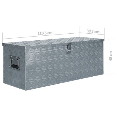 vidaXL Caja de aluminio 110,5x38,5x40 cm plateada