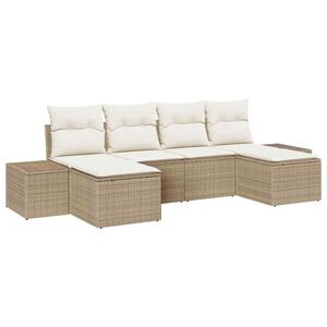 vidaXL Conjunto de sof&aacute; de jard&iacute;n 4 pcs Beige y Crema rat&aacute;n sint&eacute;tico